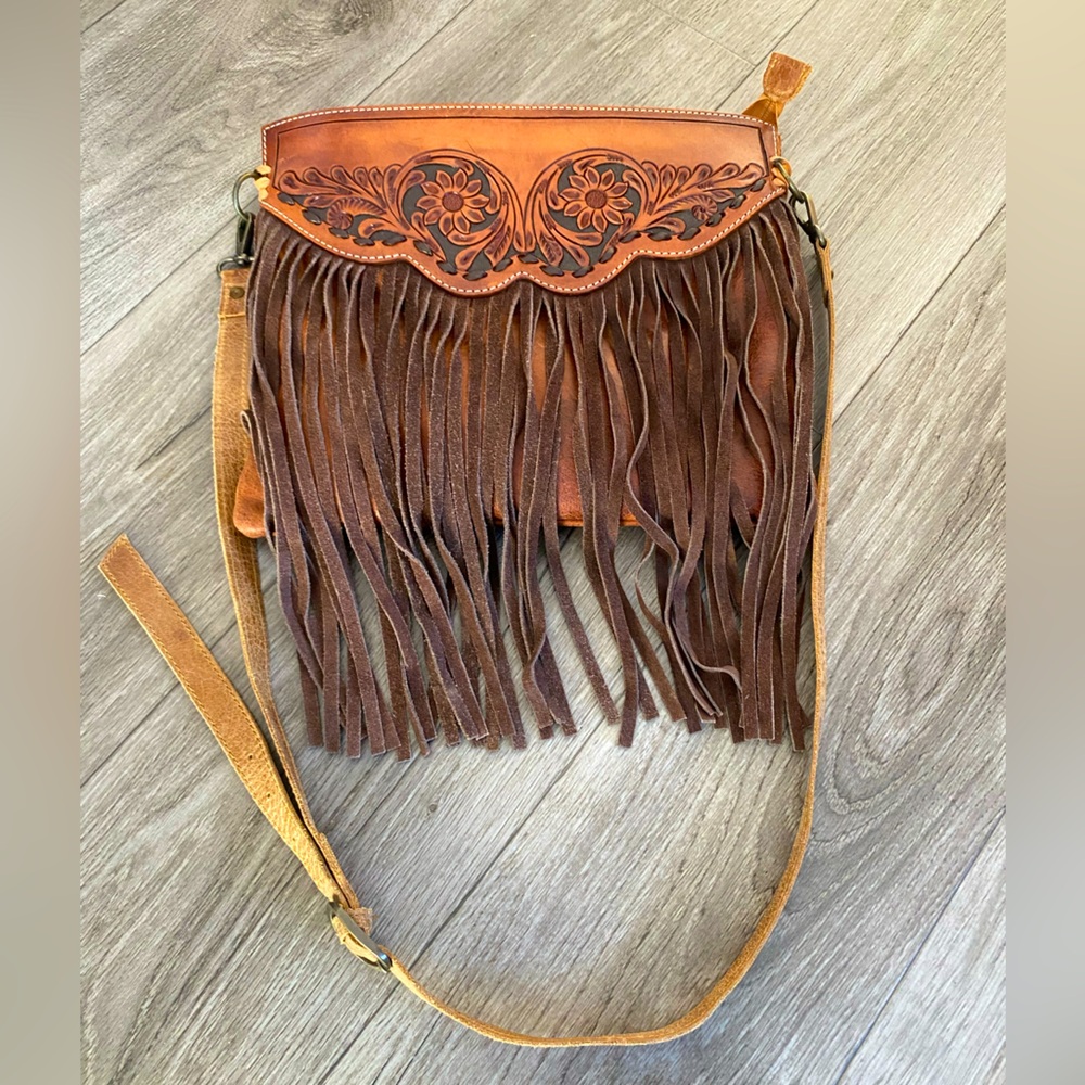 American Darling western leather fringe crossbody purse
